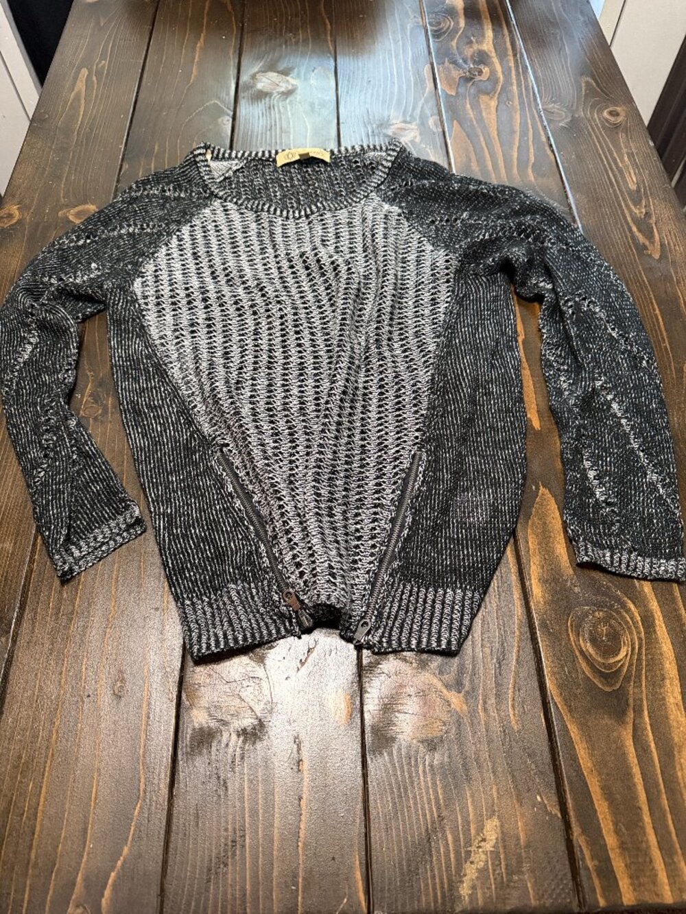 Democracy Open Knit Sweater – Women's Medium | Stylish Zip-Hem Detail